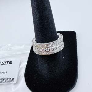 GRA Certified 3.59ct Moissanite Triple Row Eternity Band Ring, Size 7